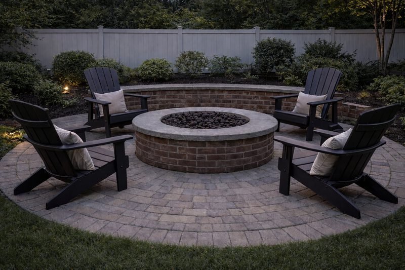 Brick fire pit installation Long Island NY